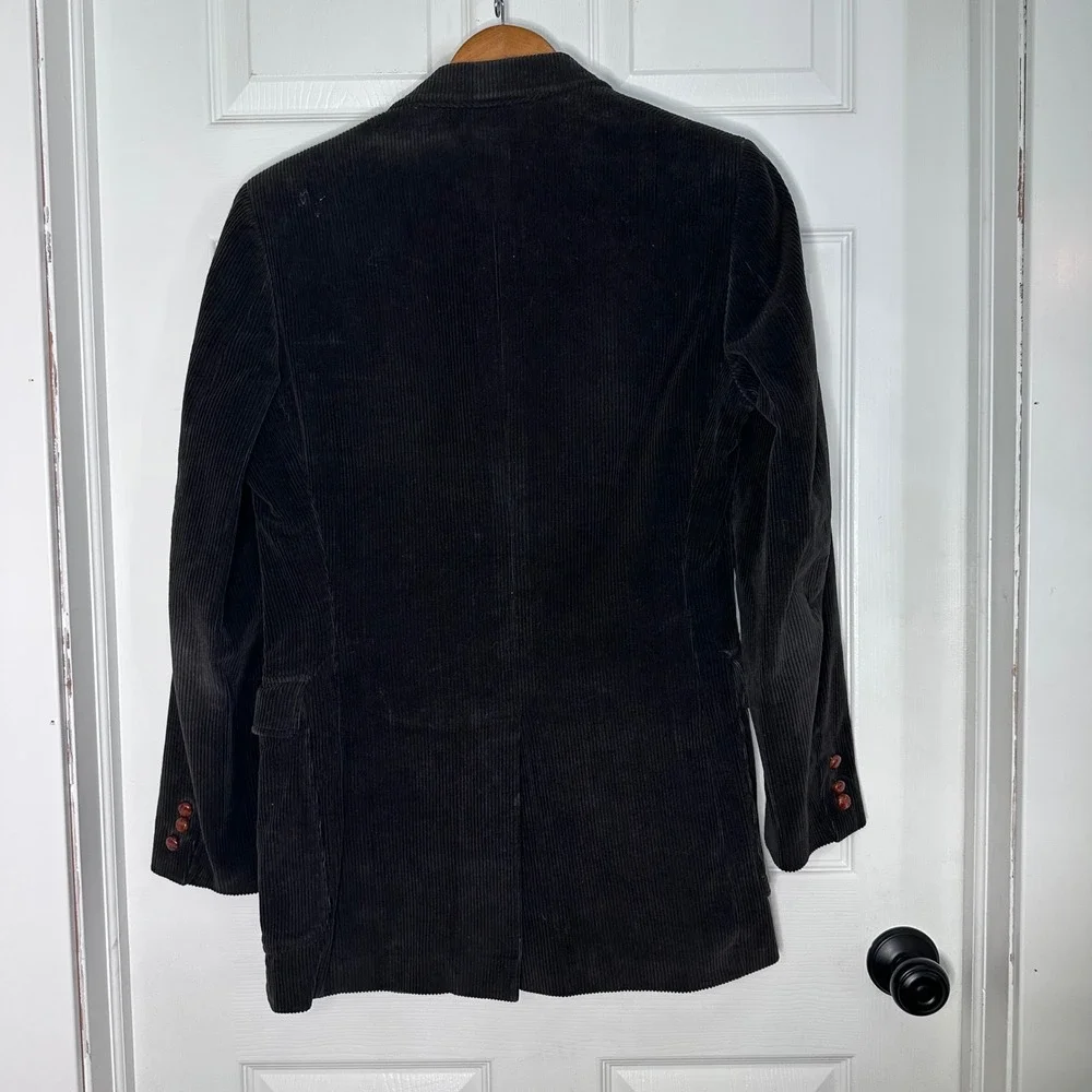 Vintage Jordache Mens Black Corduroy Blazer Jacket 2 Button Cotton Sport‎ Coat